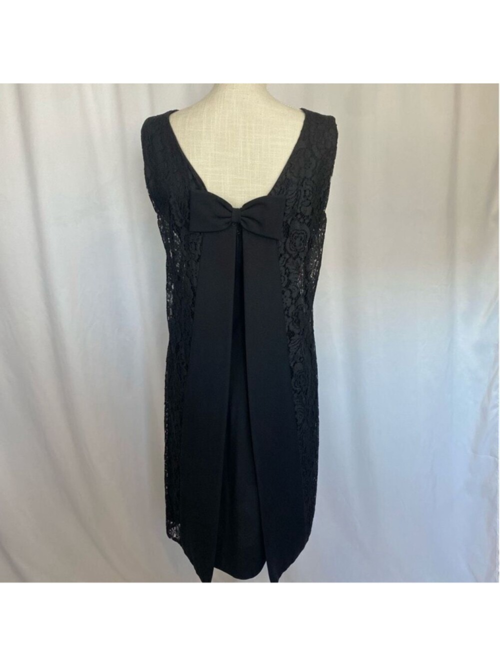 Vintage 60s 50s Black Dress Lace Overlay Sleeveless Bow Union Made Cocktail SZ S - Picture 1 of 13